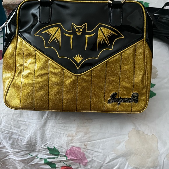 Sourpuss Black and Gold Bat Shoulder Bag - Picture 6 of 6